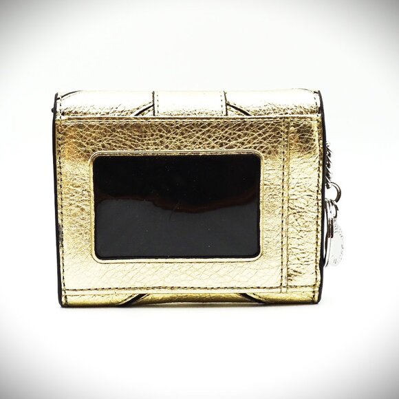 REBECCA MINKOFF Love Lock Genuine Light Gold Color Chevron Leather Bifold Wallet - Picture 4 of 7